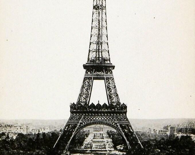 Antique Unused French Black and White Postcard of the Eiffel Tower in Paris, Wireless Tower, French Decor, Vintage Parisian Decor, Shabby