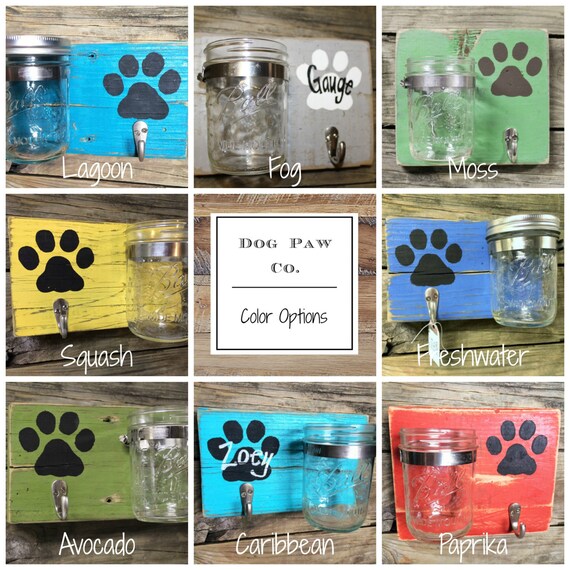 Leash & Treat Holder Barnwood Mason Jar Hook Distressed Wood