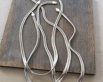 Vintage Snake Chain Collar Necklace, Antique Silver Plate, 14.5"