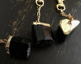Mens Keychain,Black and Gold Keychain,Boyfriend Keychain,Men's Keychain,Stone Keychain,Classy Keychain,Man Keychain,Black Tourmaline