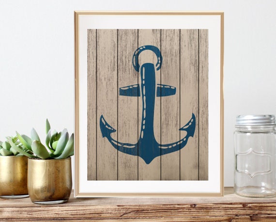 Nautical Anchor Decor Art Print Rustic Nautical Wall Decor