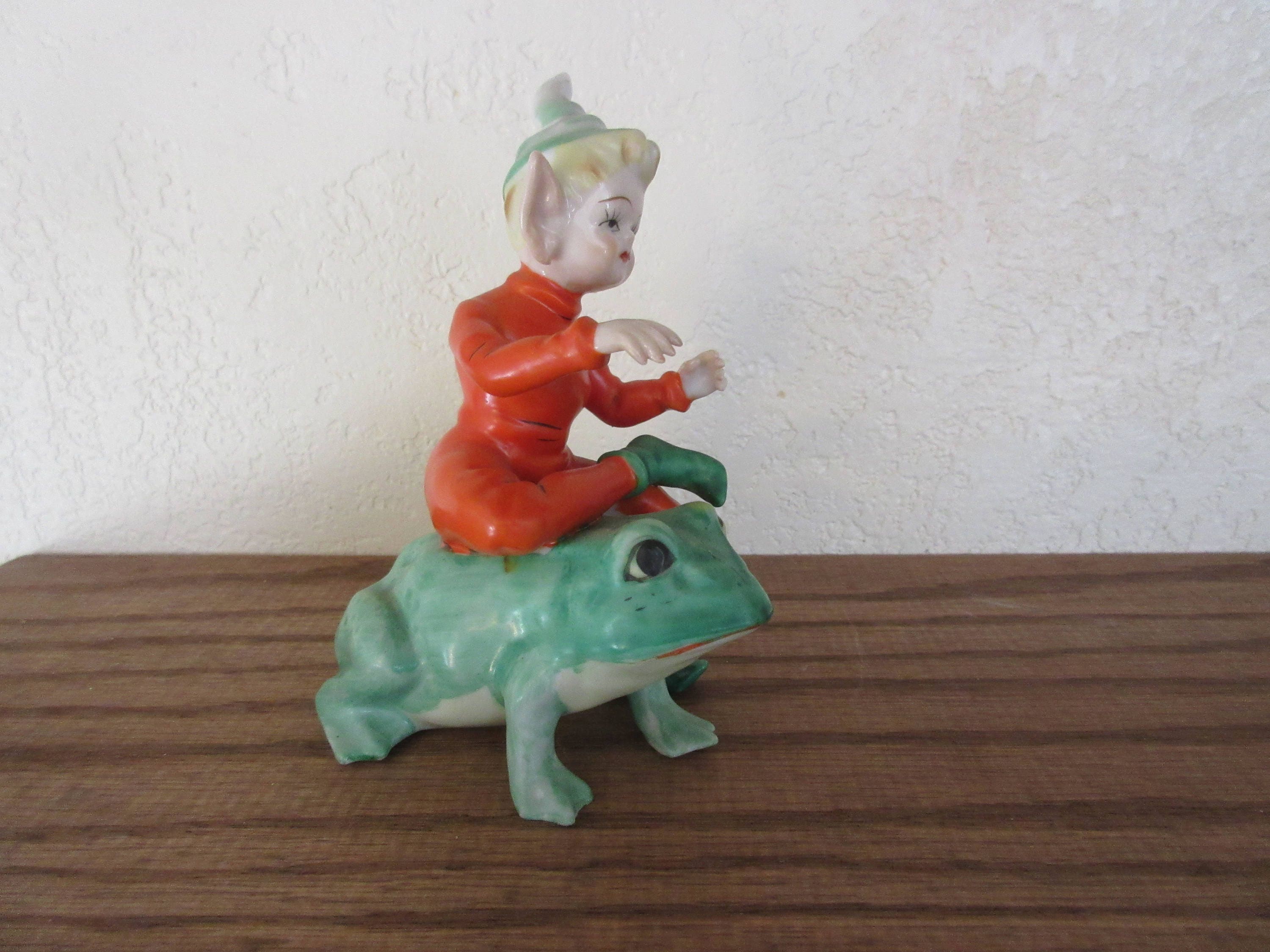 Vintage 1940's Ardalt Japan Porcelain Elf on a Toad or