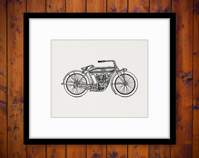 Motorcycle Antique Digital Graphic Printable Illustration Image Download Vintage Clip Art Jpg Png Eps HQ 300dpi No.3455