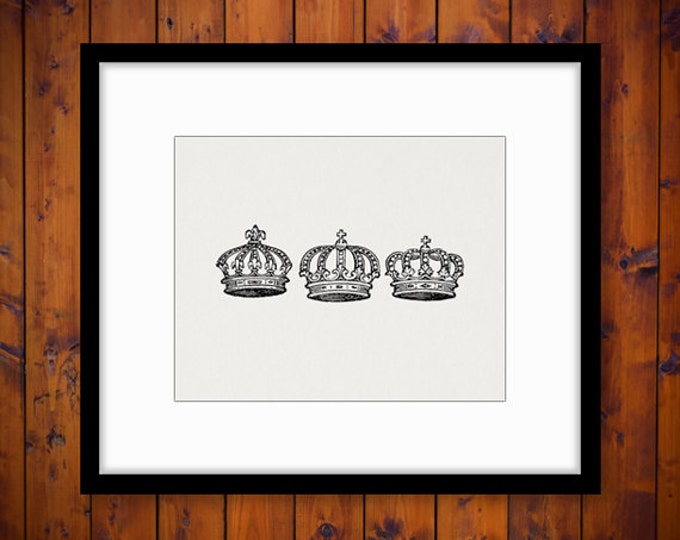 Three Crowns Image Printable Download Royal King Crown Graphic Collage Sheet Digital Antique Clip Art Jpg Png Eps HQ 300dpi No.674