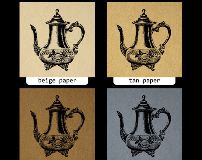 Digital Image Antique Teapot Printable Illustration Graphic Download Vintage Clip Art Jpg Png Eps HQ 300dpi No.1266