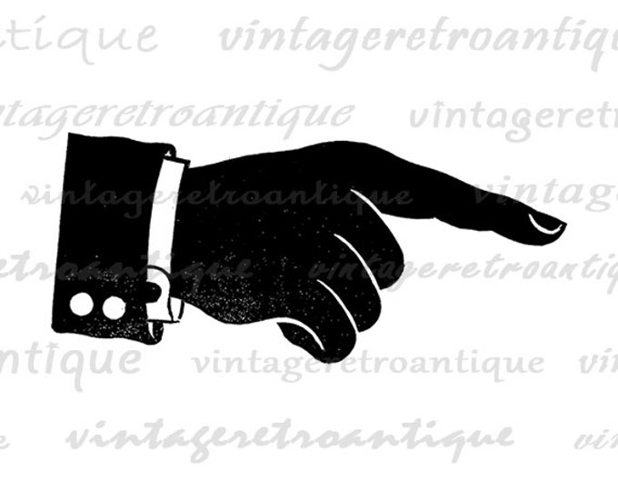 Printable Digital Hand Pointing Finger Graphic Illustration Download Image Antique Clip Art Jpg Png Eps HQ 300dpi No.3434