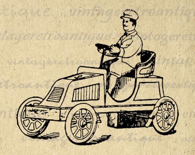 Antique Toy Car Digital Graphic Image Download Printable Vintage Clip Art Jpg Png Eps HQ 300dpi No.1806