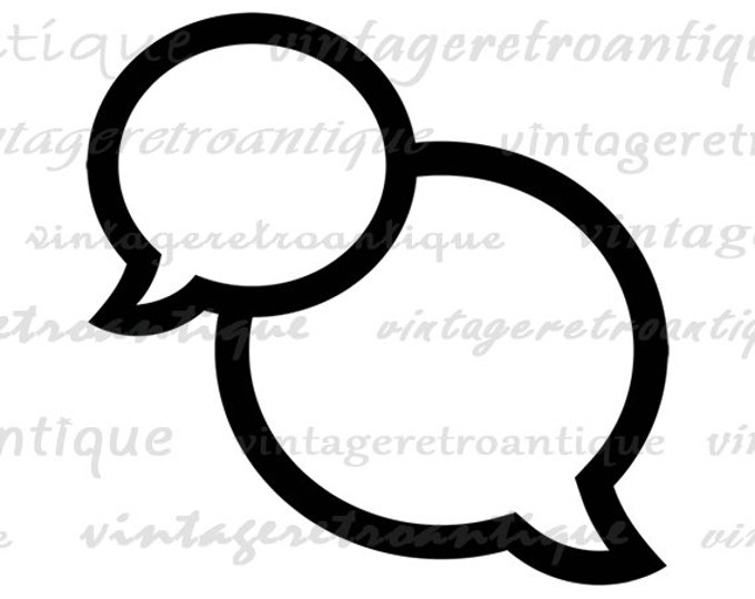 Talk Bubbles Graphic Printable Image Speech Bubble Digital Text Icon Download Vintage Clip Art for Transfers Printing etc HQ 300dpi No.4354