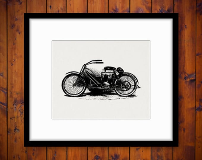 Digital Printable Old Motorcycle Antique Download Graphic Illustration Image Vintage Clip Art Jpg Png Eps HQ 300dpi No.3444