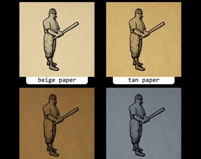 Printable Vintage Baseball Player Digital Image Download Baseball Graphic Antique Clip Art Jpg Png Eps HQ 300dpi No.4087