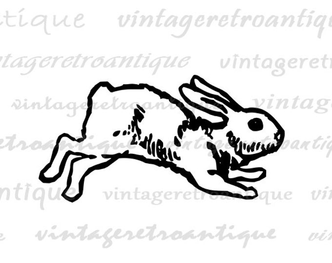 Bunny Printable Image Download Cute Rabbit Graphic Rabbit Digital Vintage Clip Art for Transfers Making Prints etc HQ 300dpi No.4621