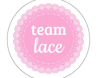 24 Team Lace Stickers, Baby Shower, Gender Reveal, Lures and Lace, Shower, Lace Stickers, Team Girl, It's a Girl, Team Pink, Reveal Labels
