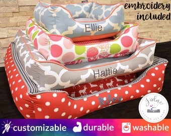 Dog Bed or Cat Bed - Choose Size, Fabric, Embroidery | Washable, Custom Dog Bed, Custom Cat Bed, Custom Pet Bed, Personalized | High Quality