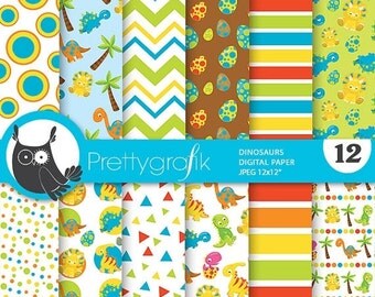 80% OFF SALE Dinosaurs digital paper, dinosaur scrapbook commercial use, scrapbook papers, background, christmas - PS803
