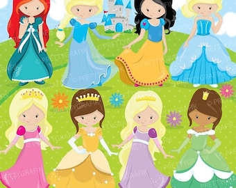 80% OFF SALE Fairytale princess clipart for scrapbooking, princesses commercial use, vector graphics, digital clip art, images, party prince