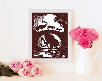 Three Billy Goats Gruff JPEG FIle - cut your own papercut - perfect handmade gift!