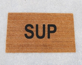 Sup - Hand-painted Coir Doormat by AfterInfinity
