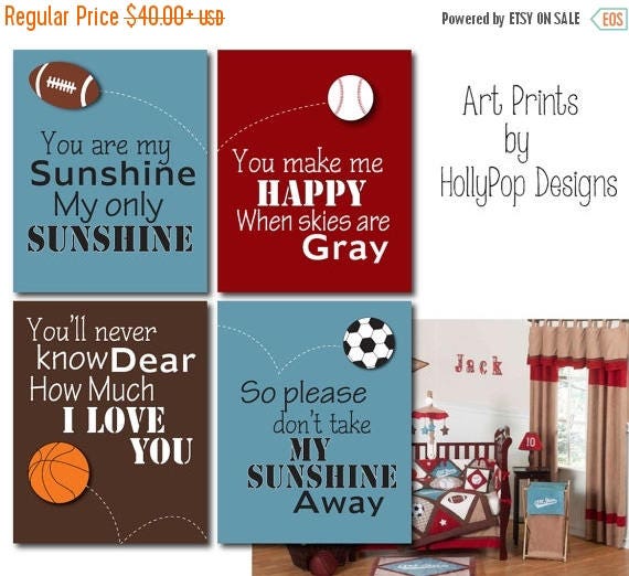 Baby Boy Sports Wall Decor You are My Sunshine Wall Art Boys