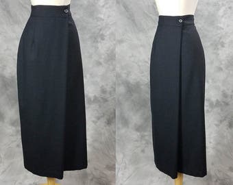 Ann Freedberg skirt, gray wool, high waist, long pencil wrap style skirt, small