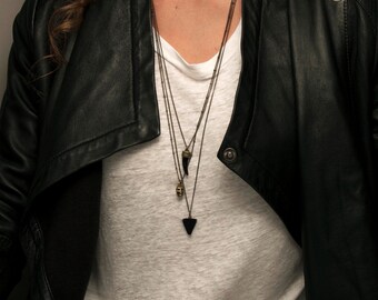 EDGY Layered Necklace Set / Bohemian Pendant Necklaces / Simple Long Necklaces, Boho Jewelry / Unisex, Mens Necklace / Bohemian Fringe