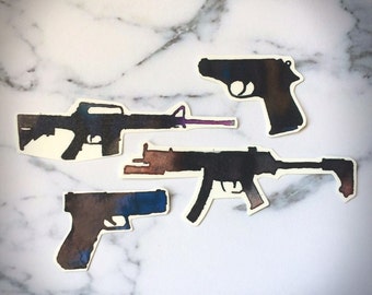 Guns Rifles Temporary Tattoos Temp Hardcore Edgy Weapons Arsenal Long Handgun Pistol Sub Machine AR15 M4