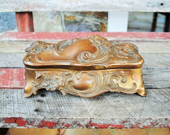 Vintage Brass Jewelry Casket