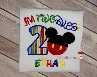 Mickey Mouse birthday shirt, I'm TWOdles birthday shirt, birthday girl, birthday boy