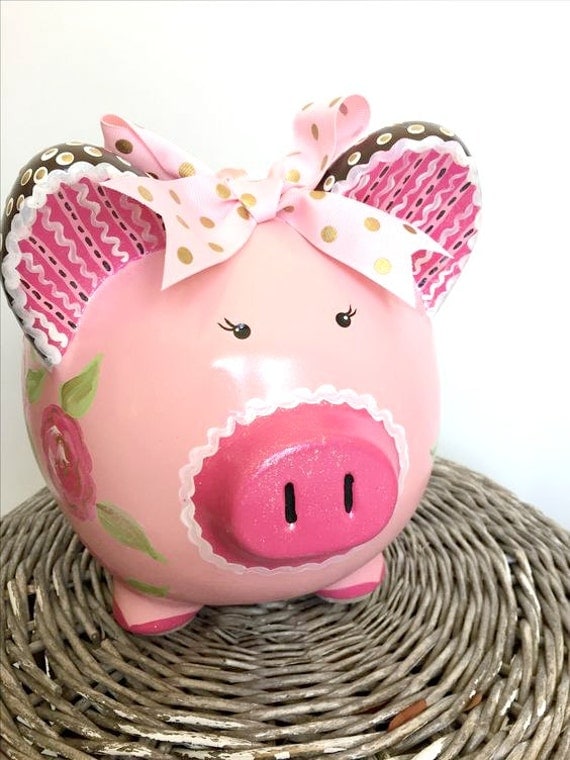 Personalized Piggy Bank Big Girls Piggy Bank Custom Painted