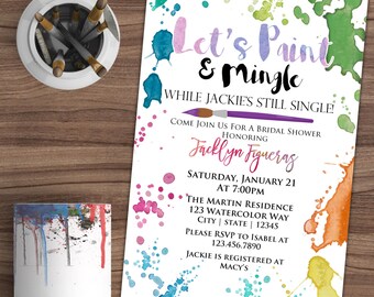 Bridal Shower Invitation - Wedding Shower Invitation - Couples - Engagement - Painting Party - Printed or Printable - SHIPPING INCLUDED 4x6