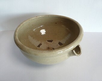Ceramic bowl - Japanese antique - "katakuchi" (mixing bowl with a spout) - country kitchen - vintage kitchen - WhatsForPudding #1891