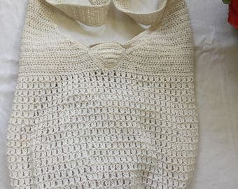 White Crochet Bucket Handbag Purse Shoulder Bag Strap Polyester and Cotton Unbranded Wonderful