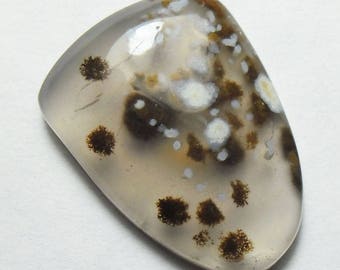 Gray purple with brown moss la burbuja agate cab (E2685)