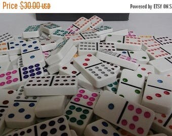 On Sale Vintage Domino Set by Cardinal, 91 Bakelite Colorful Dominoes w/Storage Case, Excellent Condition, Vintage Tile Game, Double Dominos