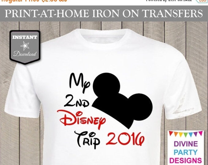 SALE INSTANT DOWNLOAD Print at Home Mouse My 2nd Disney Trip 2016 Iron On Transfer / Printable / T-shirt / Item #2397