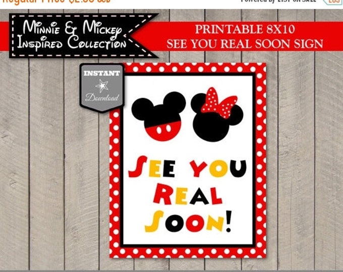 SALE INSTANT DOWNLOAD Girl abd Boy Mouse Printable 8x10 See You Real Soon Party Sign / Girl & Boy Mouse Collection / Item #2107