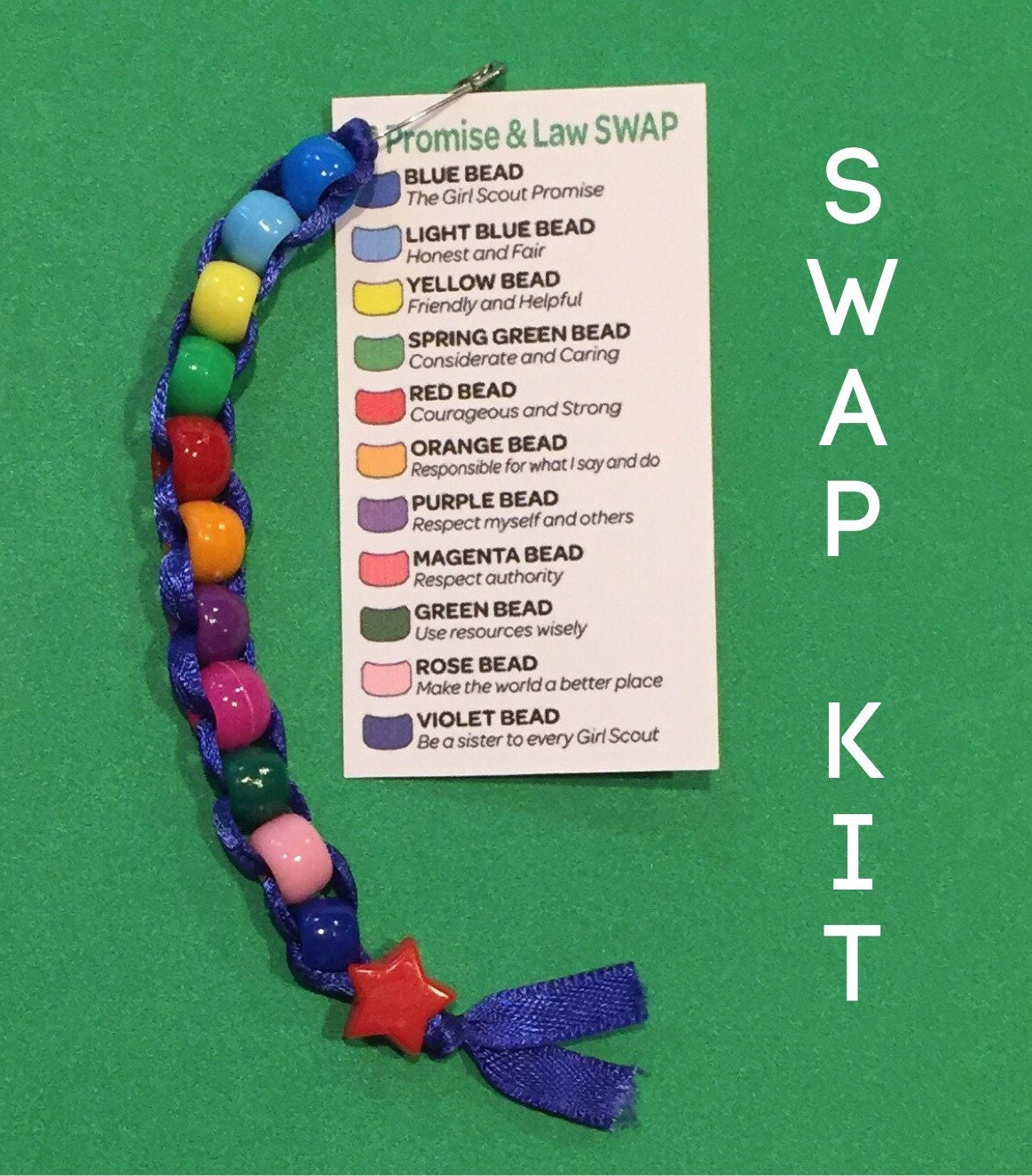 Girl Scout SWAPs Kit GS Promise and Law Beaded by DaritiDesigns