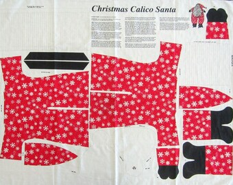 Christmas Calico Santa Fabric Panel By Wamsutta