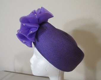 Vintage Bellini Originals Purple Pillbox hat