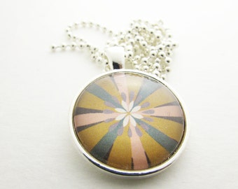 Pendant Necklace - Floral Abstract Necklace - Personalized Necklace - Hand Stamped Letter Necklace