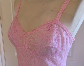 Vintage baby pink negligee slip 36" bust
