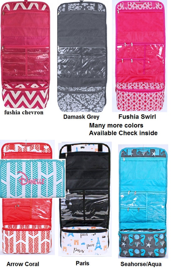 Personalized hanging cosmetic bags perfect for travel