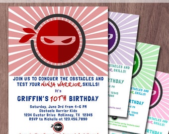 Ninja Warrior Invitation Birthday Party Obstacle Course American Ninja Warrior Party Invite Kids Ninja Party Boy Girl Parkour Printable PDF