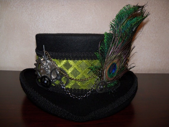 Steampunk Top Hat Green Top Hat Wool Top Hat Mad Hatter