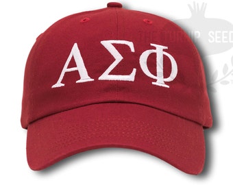 Alpha Sigma Phi Baseball Cap - Custom Color Hat and Embroidery.