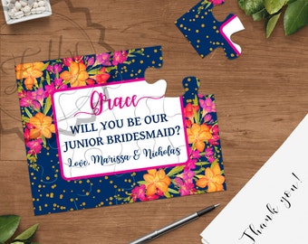 Will you be my Junior Bridesmaid Puzzle Card, Bridesmaid Proposal Card Be My Maid of Honor, Wedding Bridal Card, Puzzle Card Invitations
