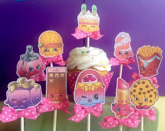 shopkins cupcake toppers, shopkins party, girls birthday party, shopkins decorations, birthday party,