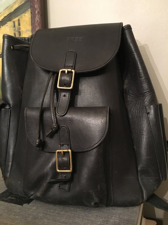 Bree Black Leather Backpack Purse Tote Bag Handmade