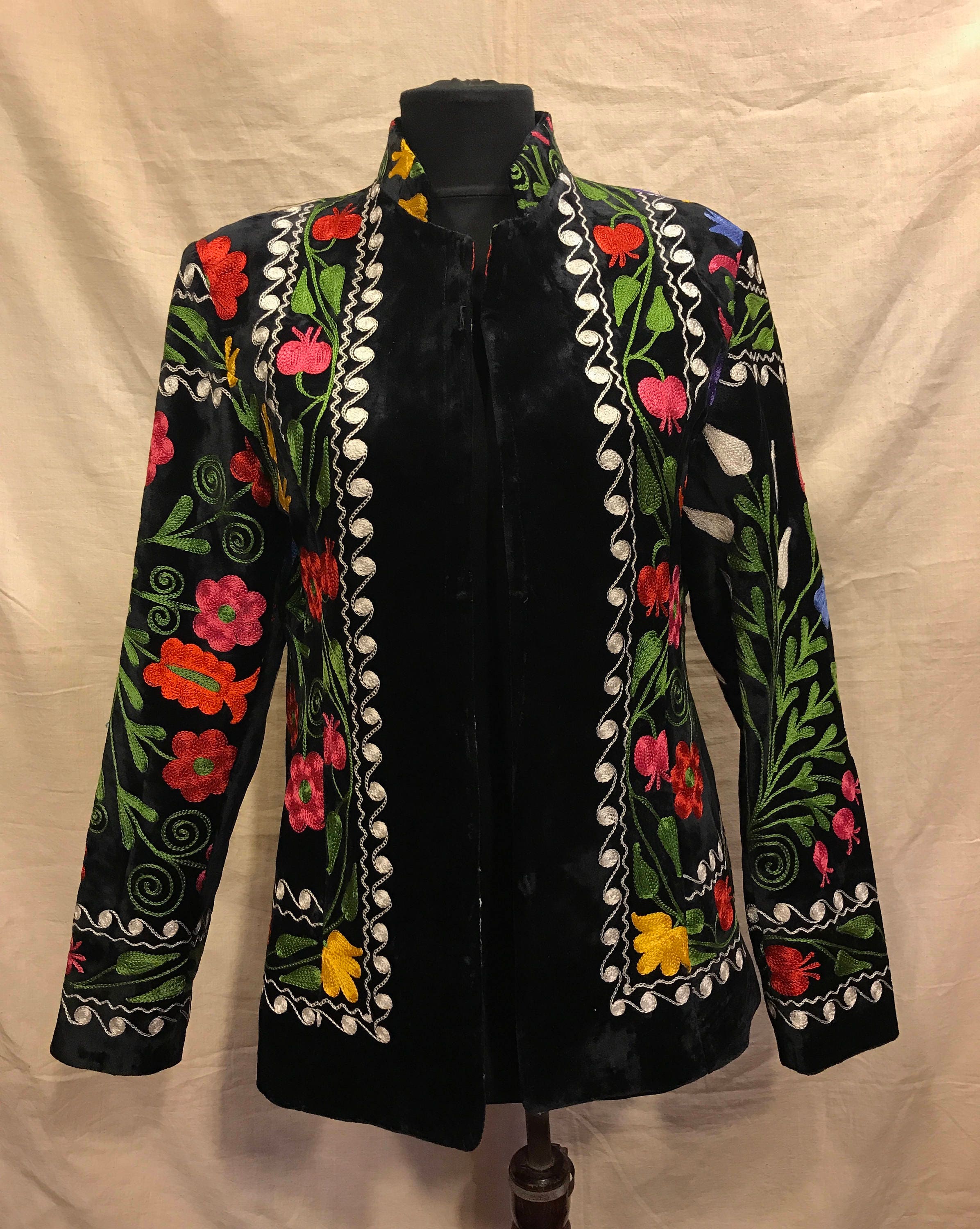 Uzbek Velvet jacket kaftan vintage ethnic tribal jacket coat