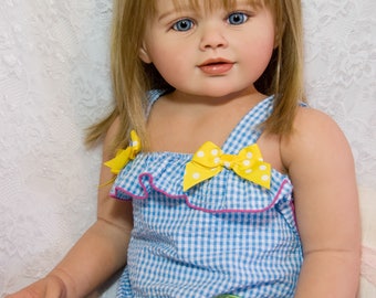 CUSTOM ORDER Reborn Toddler Doll Baby Child Size Girl Perla by Jannie De Lange 35" Tall