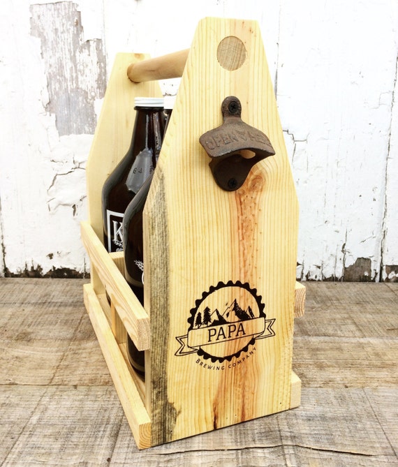 Rustic Beer Growler Carrier With Custom Monograms